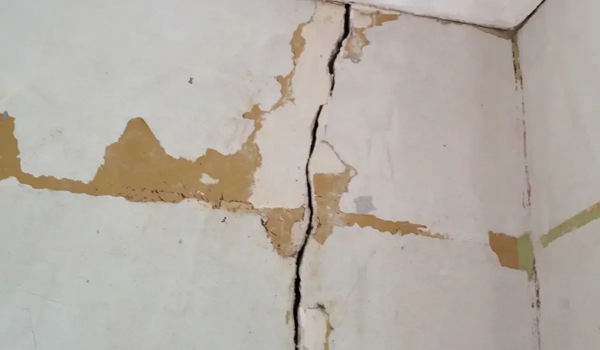 Crack in a painted wall