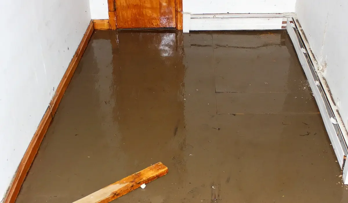 Water covering a basement floor