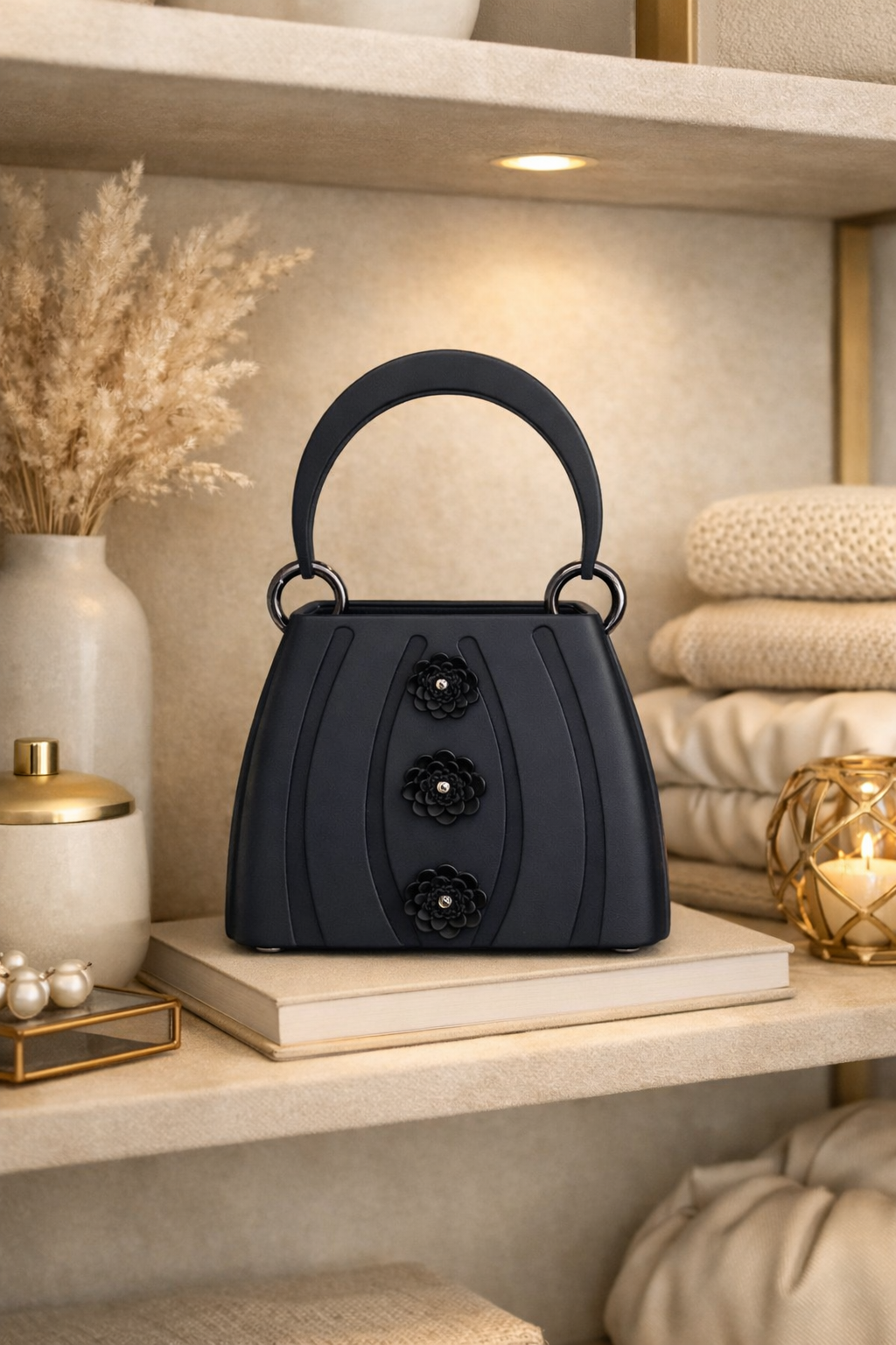 Fleurline Noir Sculpted Bag