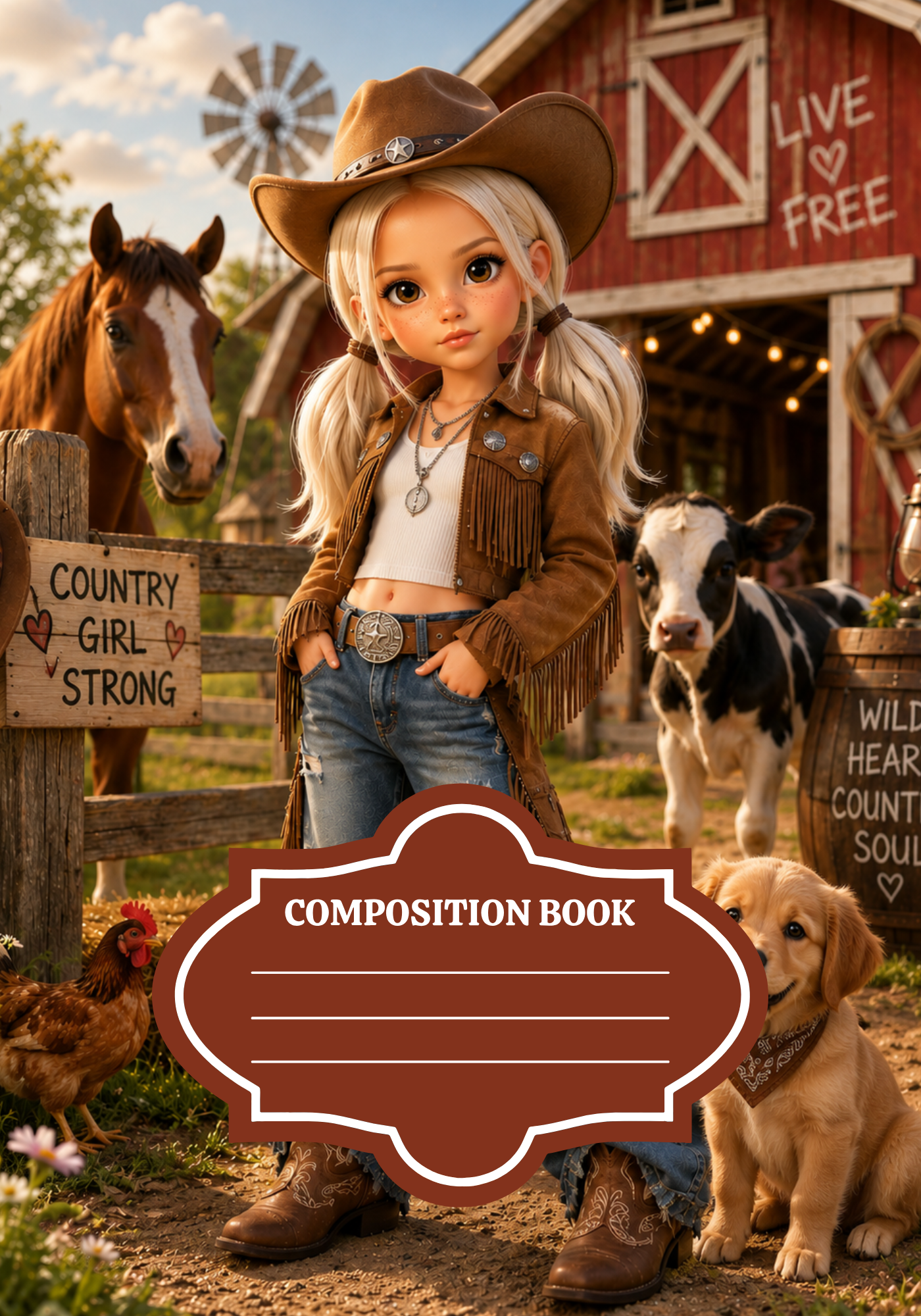 Country Girl Strong Composition Notebook Cover