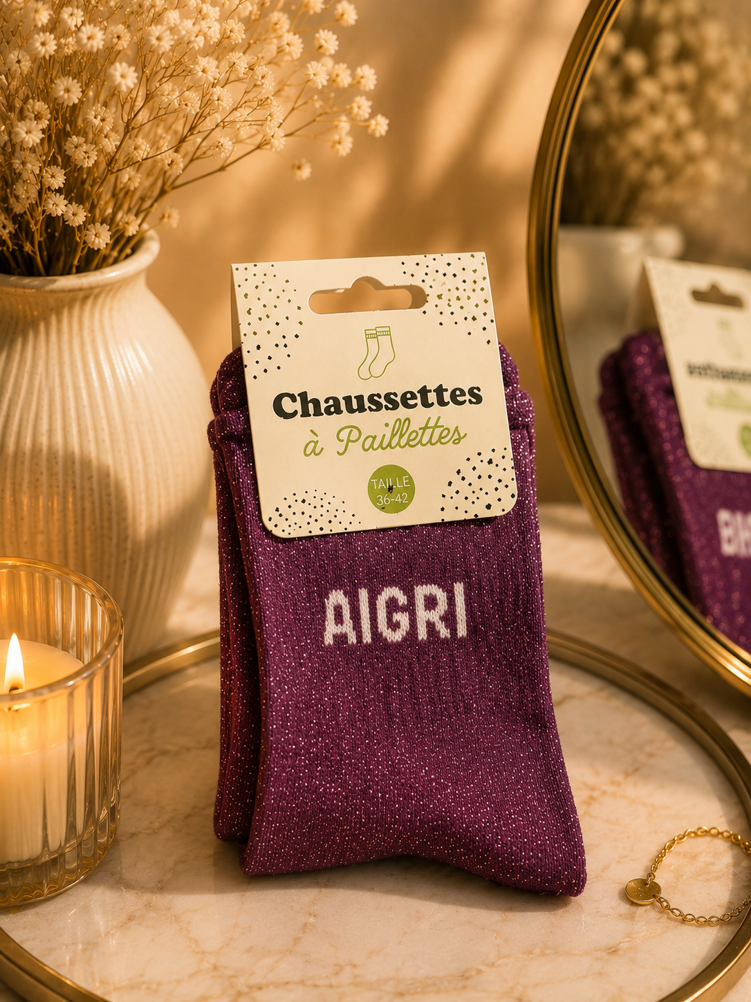 Chaussettes à paillettes "Aigri"