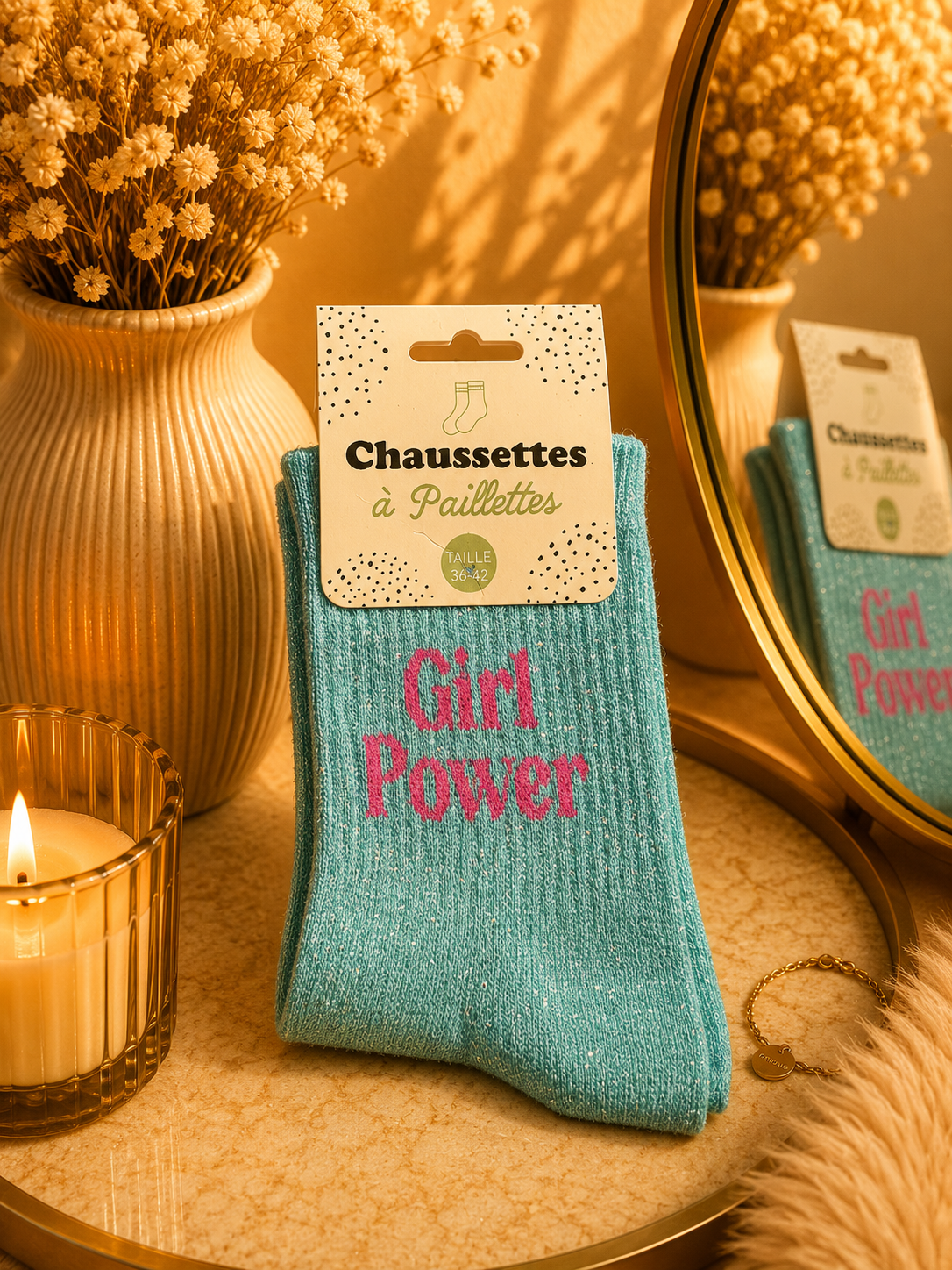 Chaussettes à paillettes « Girl Power »