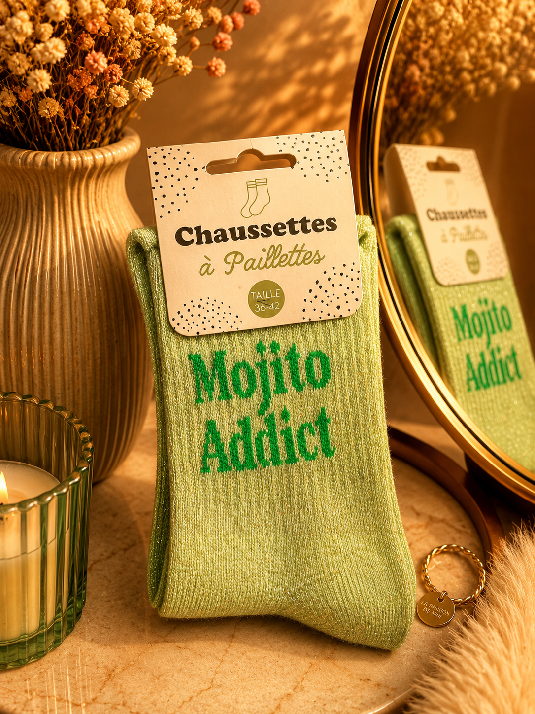 Chaussettes à Paillettes – Mojito Addict 🍸✨