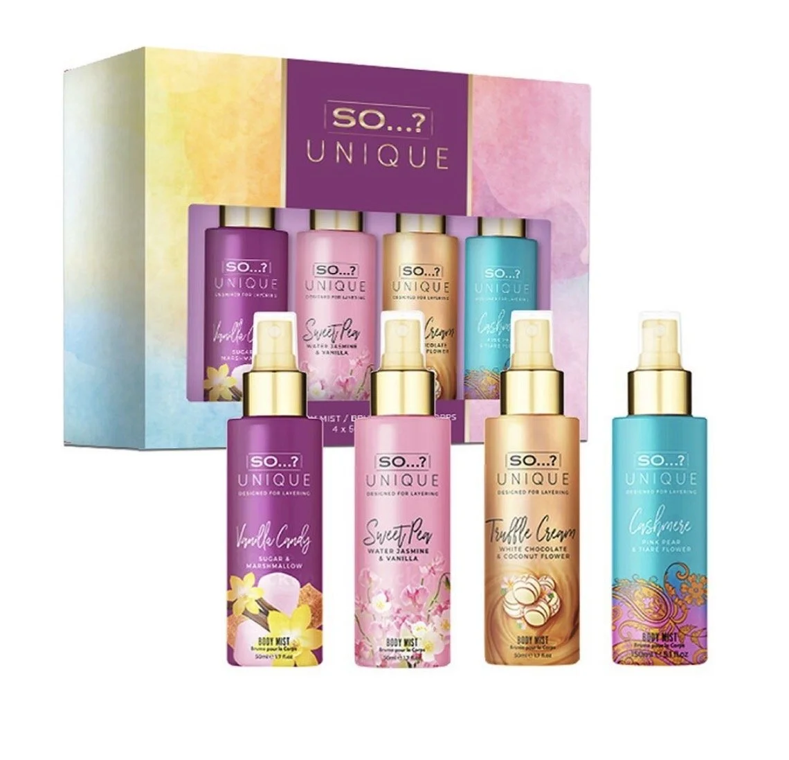 Coffret 4 Mini Brumes So Unique 50m