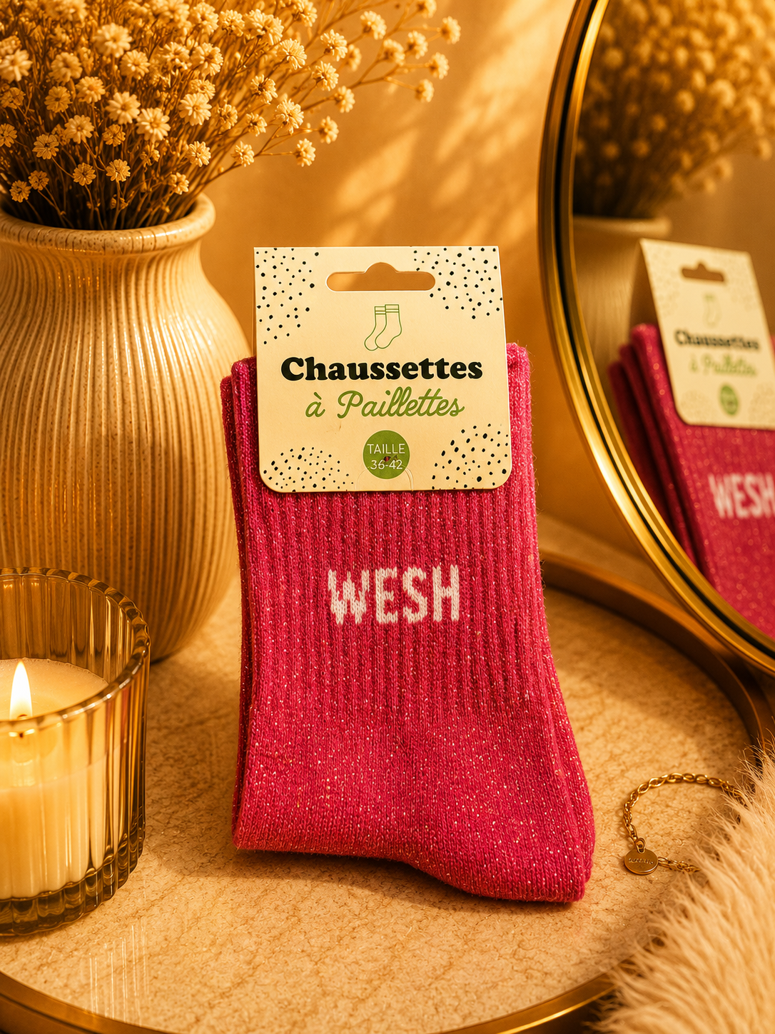 Chaussettes à paillettes « Wesh »
