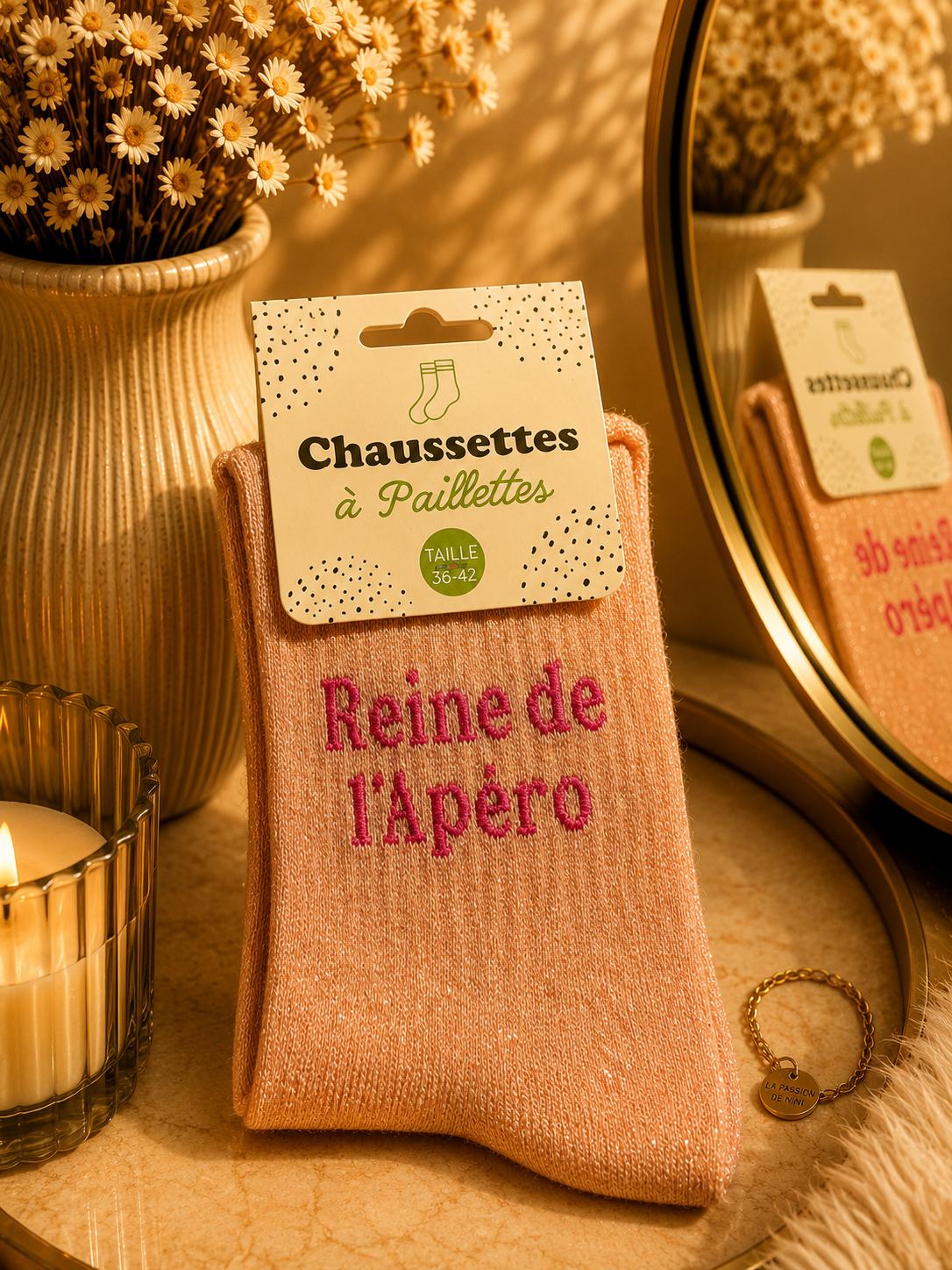Chaussettes à Paillettes – Reine de l’Apéro