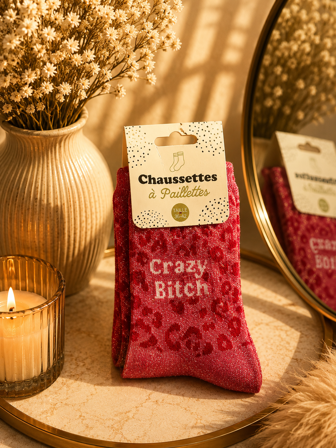 Chaussettes à Paillettes "Crazy Bitch