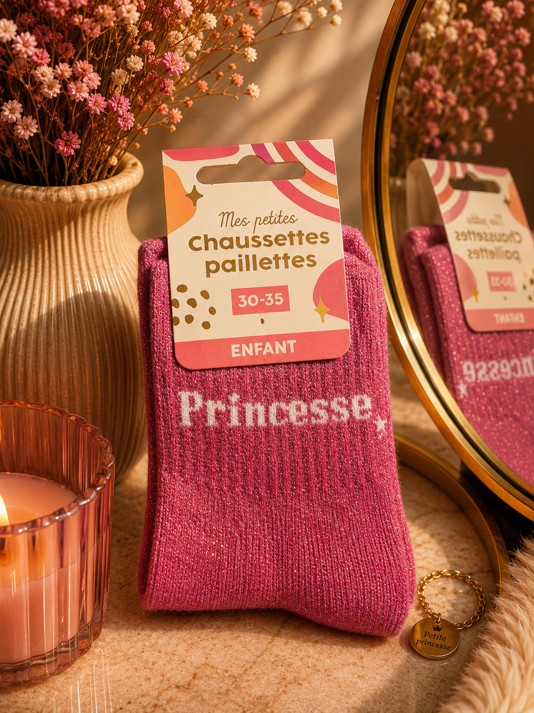 Chaussettes à Paillettes Enfant – Princesse 👑✨
