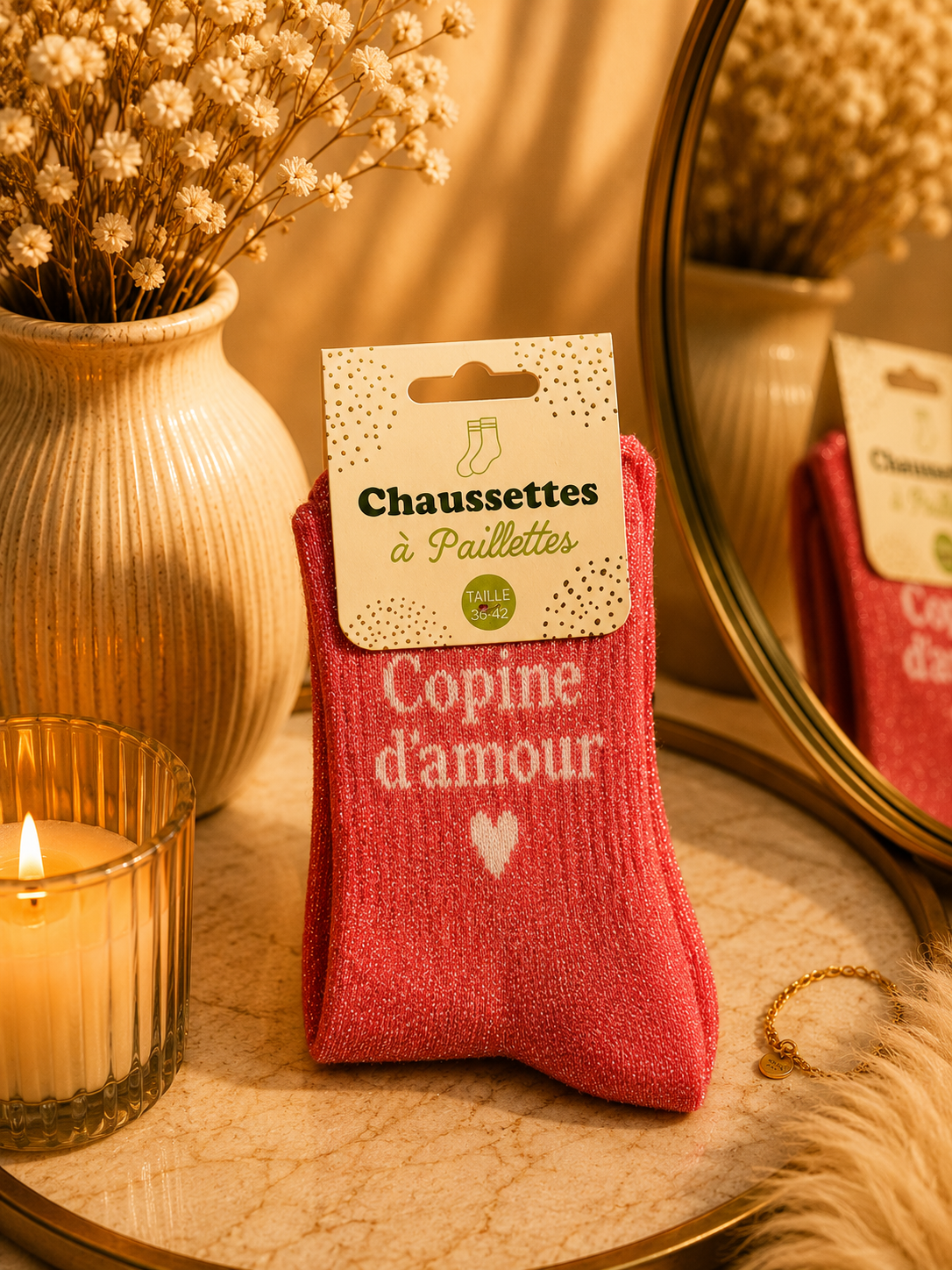 Chaussettes à Paillettes « Copine d'Amour »
