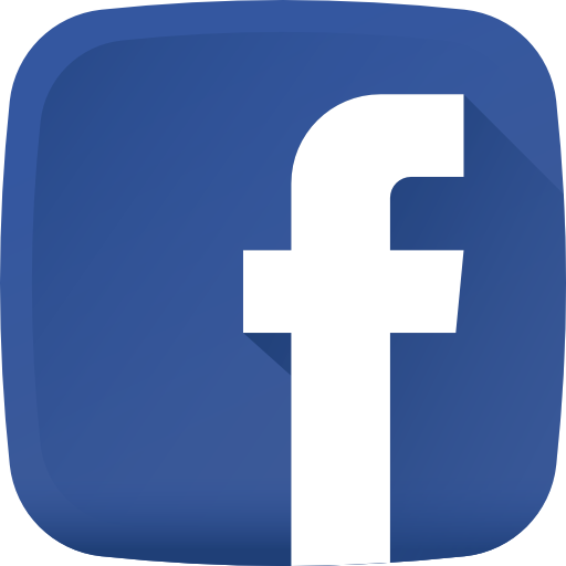 Facebook logo on a blue background.