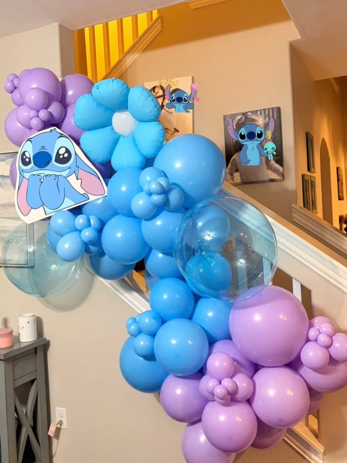 Stitch install 💙💜 with our grab n go garlands! 
&bull;
Colors used:
Kalisan: Lilac
Kalisan: Baby Blue
&bull;
An affordable option for celebrations! Completely customizable btw 😉 
&bull;
&bull;
&bull;
#balloongarland #katytx #balloonstylist #stitch
