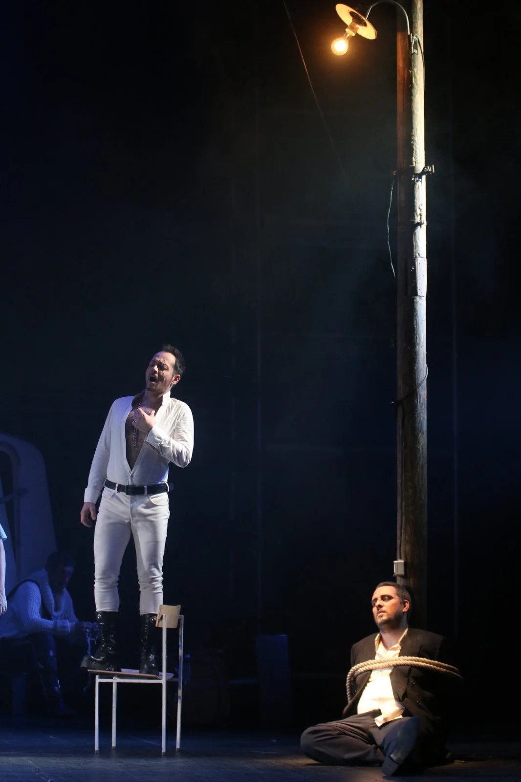 Duke of Mantua (Aljaž Farasin) and Monterone (Dario Bercich) 
