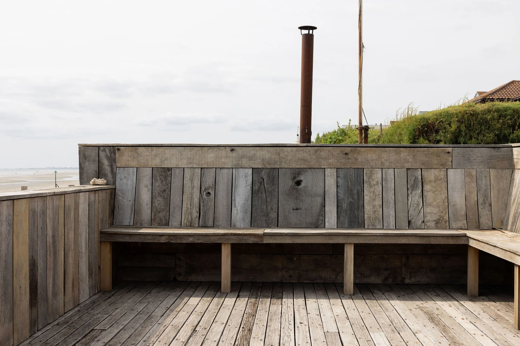 West Wittering Coastal House - reclaimed timber seating