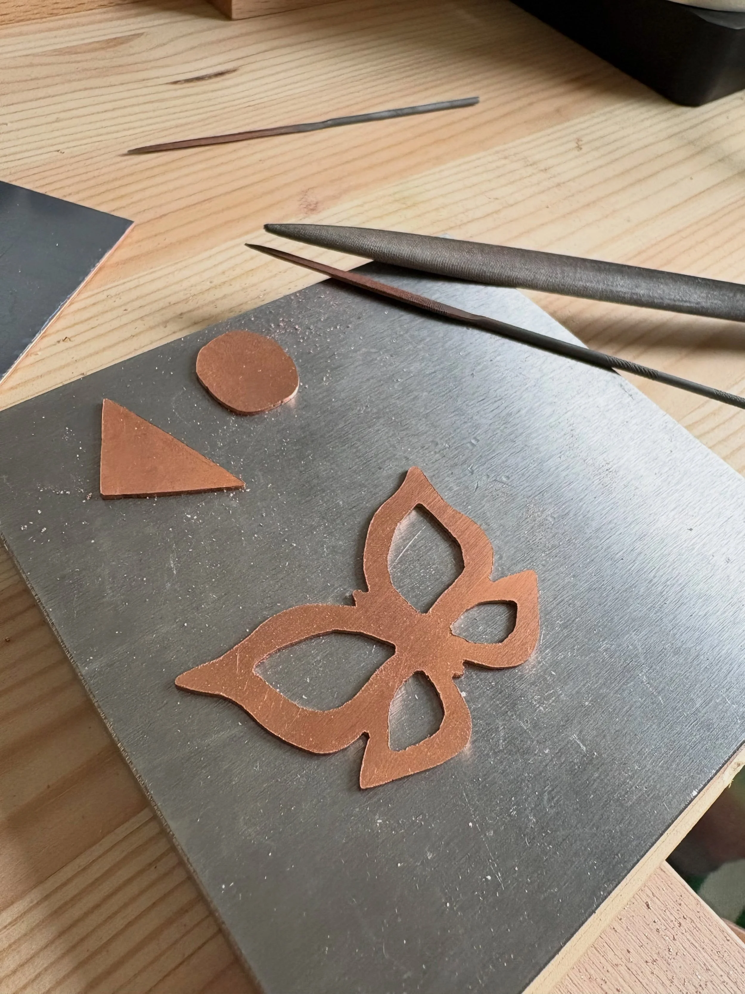Term 1, week 1 silversmithing diploma progress so far 🦋 Practising sawing, filing &amp; drilling! @jewellersacademy