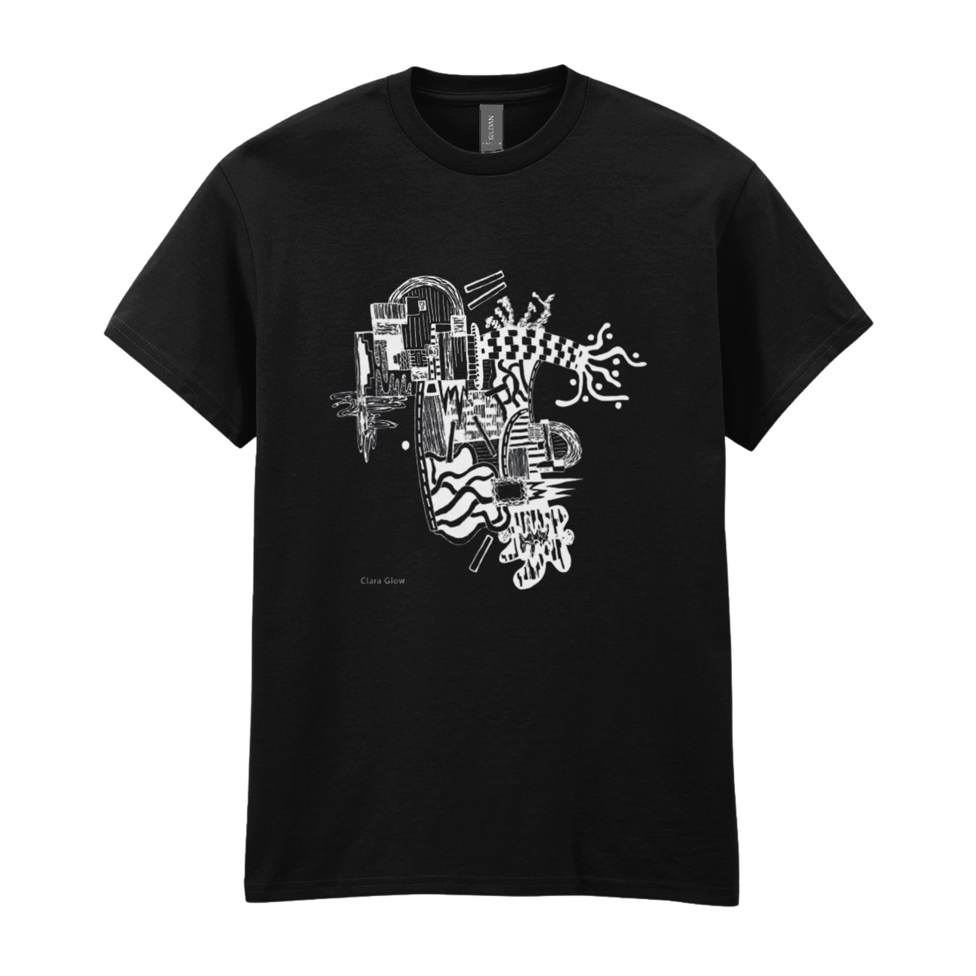 'Squiggly' Black Tee