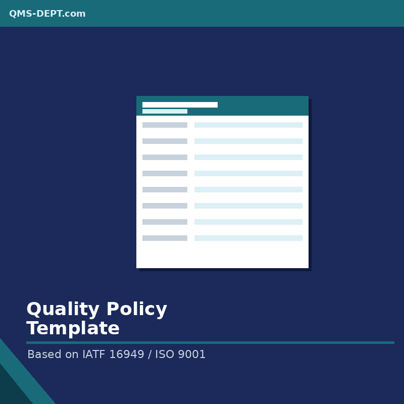 Quality Policy Template | Based on IATF 16949 / ISO 9001