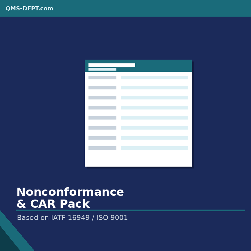 Nonconformance & CAR Pack | Based on IATF 16949 / ISO 9001