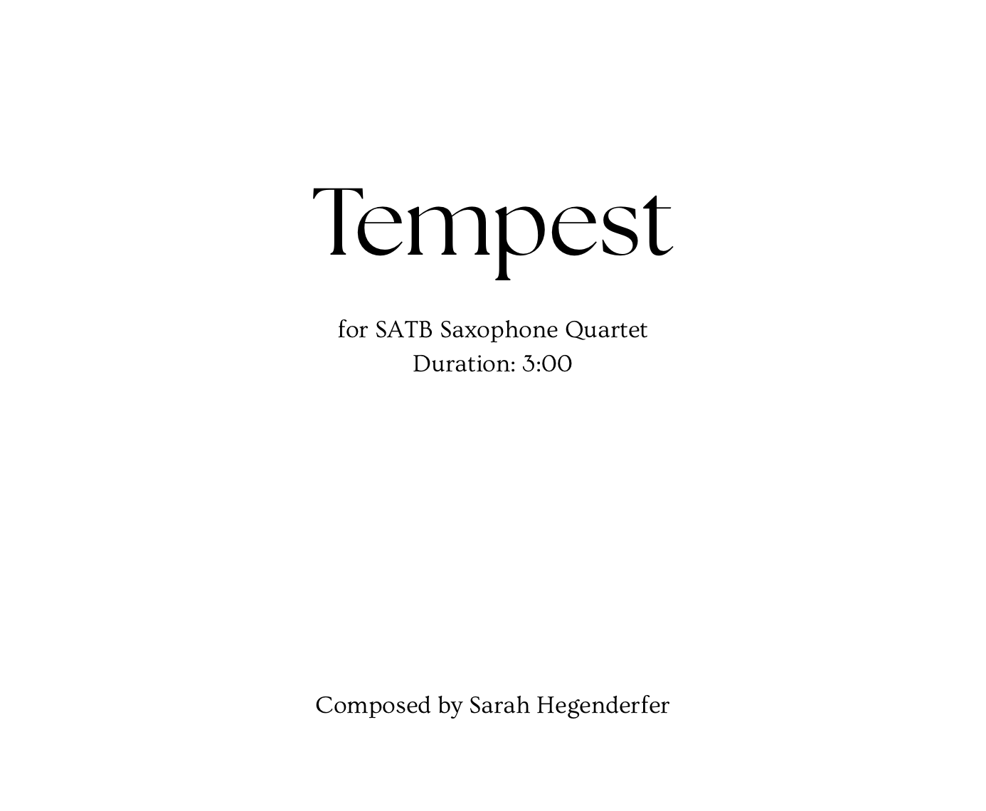 Tempest for Saxophone Quartet