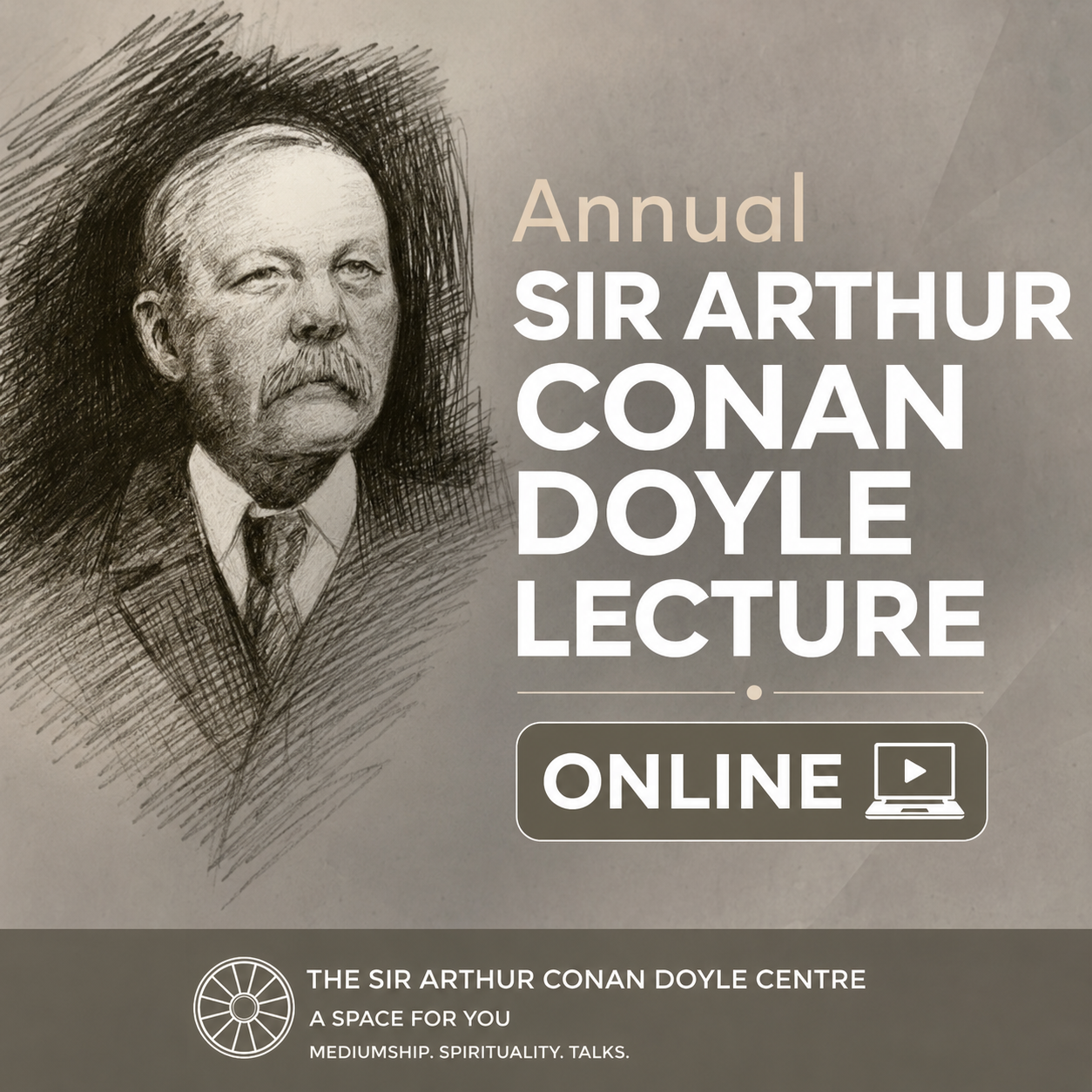 Image of Sir Arthur Conan Doyle and Event Name text.