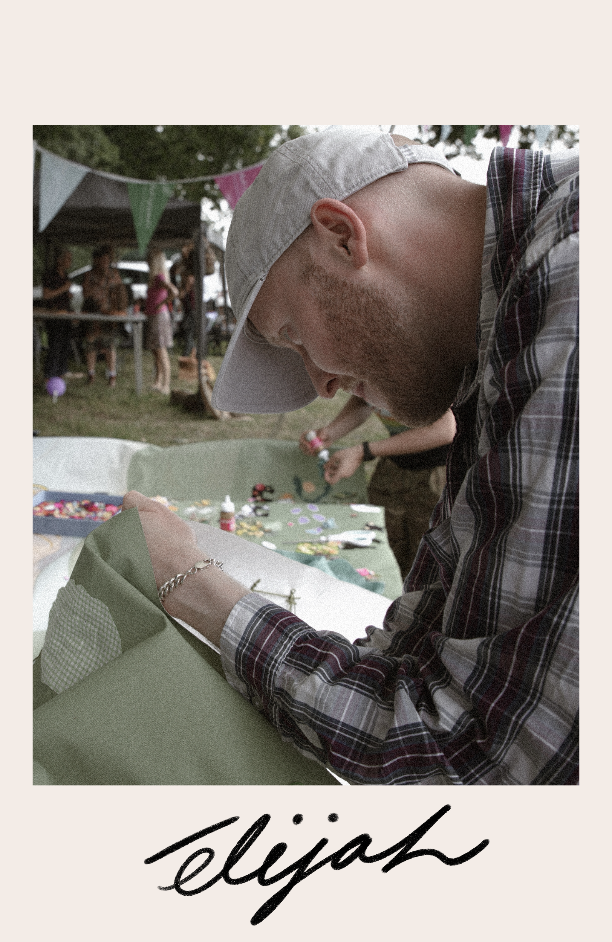 Elijah Vardo adding to the National Trust tapestry.