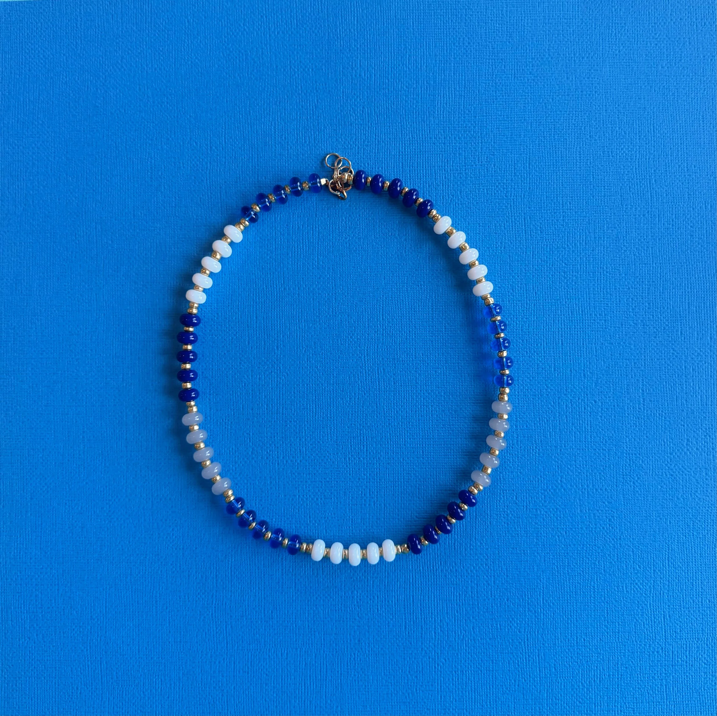 Blue and White Beaded Necklace