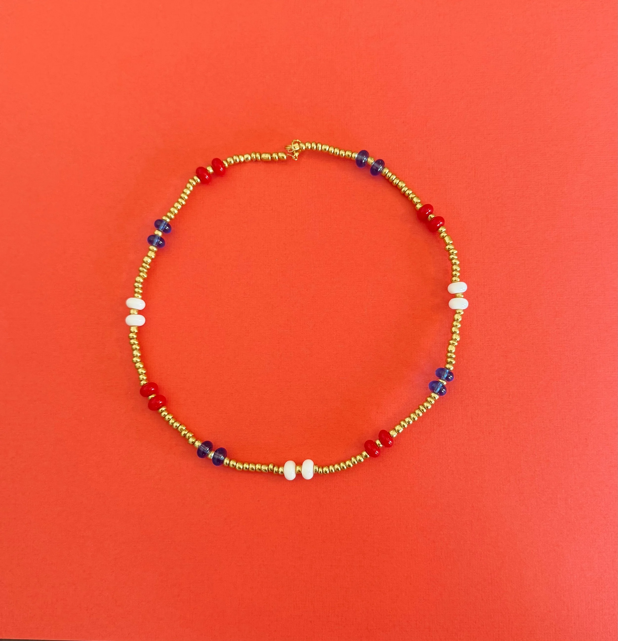 Red, White, and Blue Beaded Necklace
