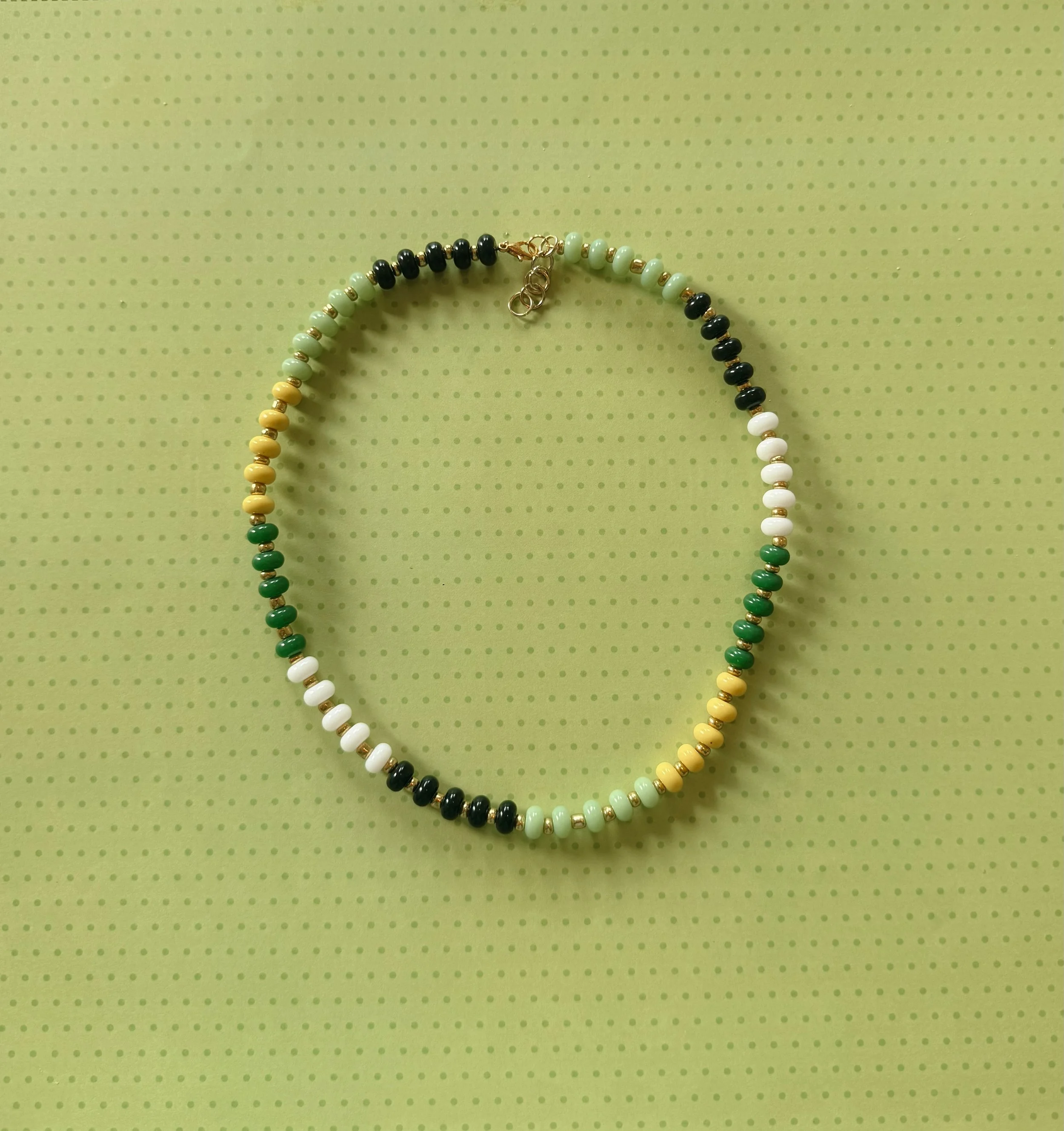 Green and Gold Beaded Necklace