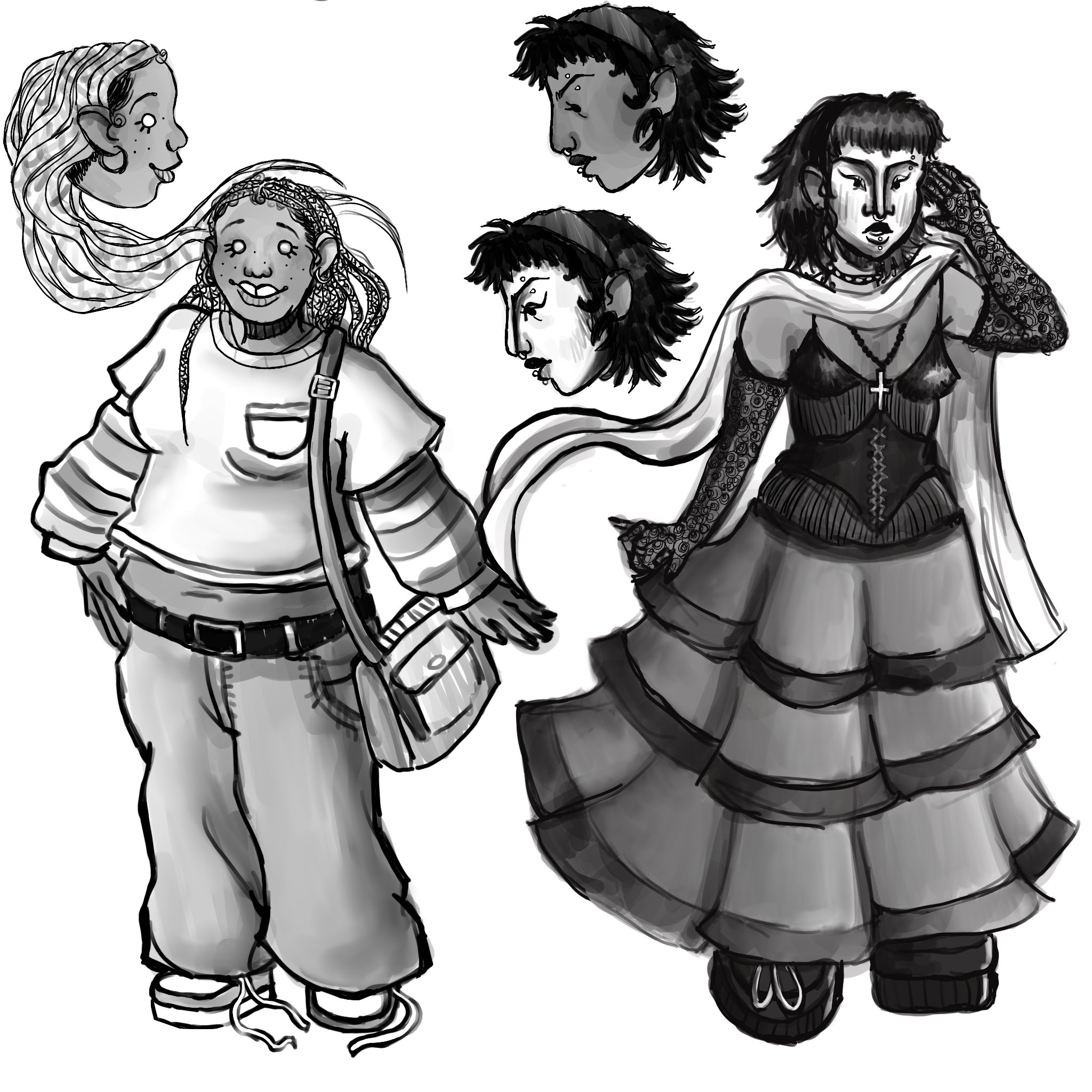 Two full-body female character designs