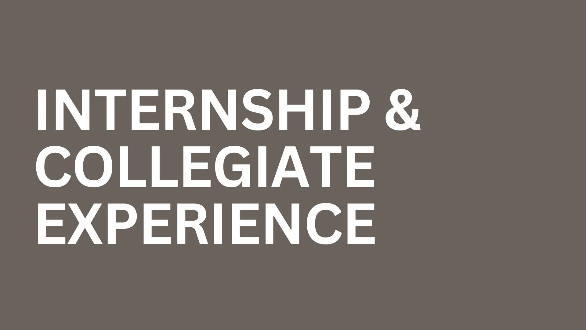 Internship Experience