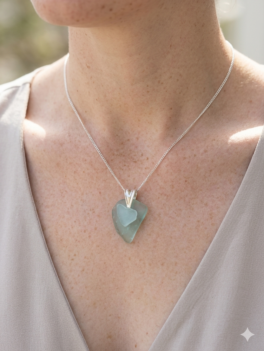 The Secret Coast Heart – Sterling Silver & Sea Glass