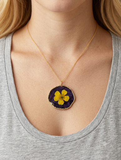 The Meadow Gold Necklace – Real Dried Buttercup in Resin