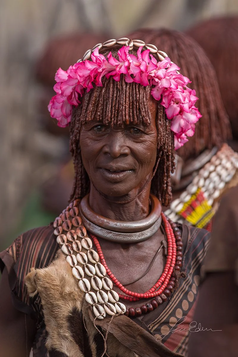 A woman has prepared for festivities.