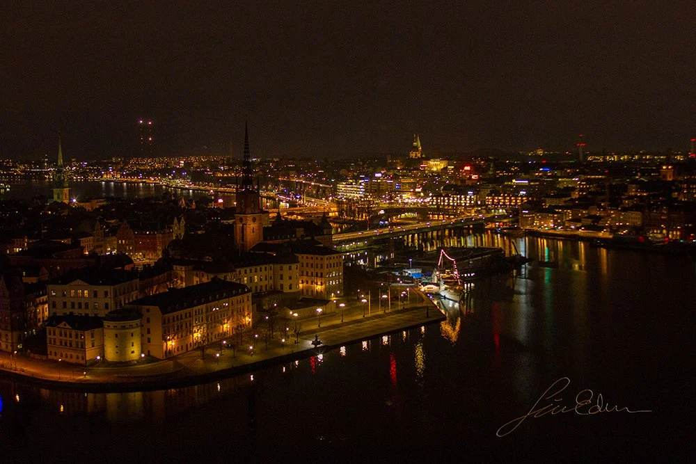 "Stockholm by night". Stockholm Sweden at night, as seen from the city hall tower.