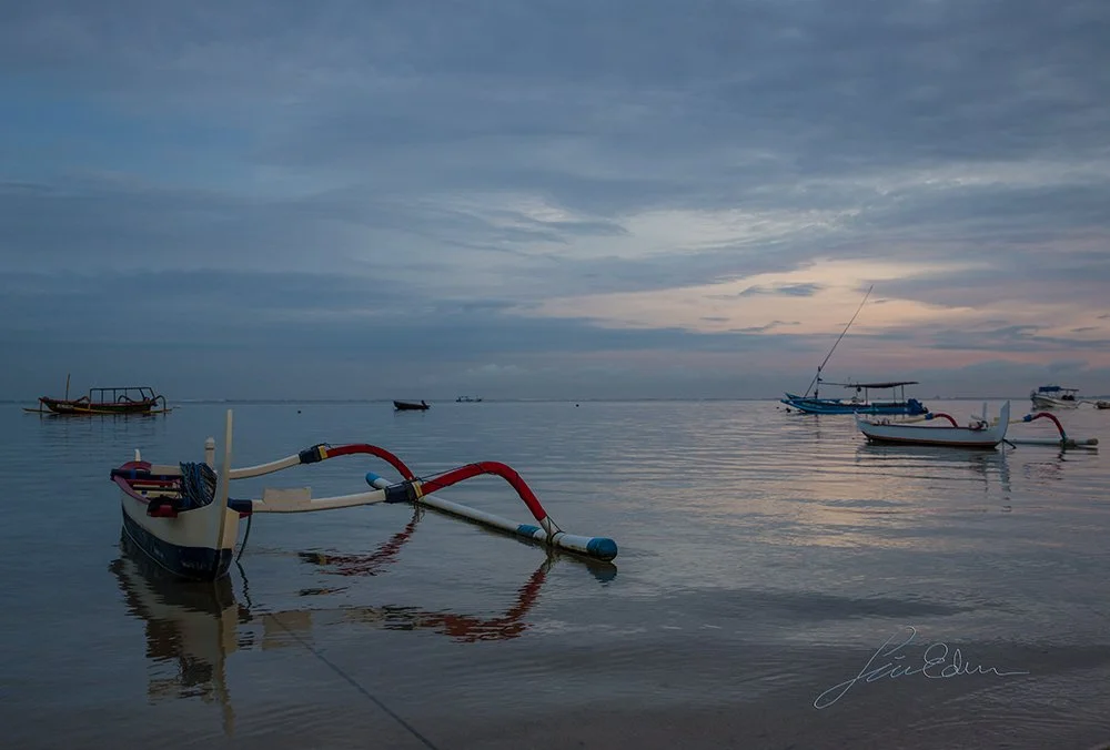 Characteristic Bali boats. Sanur, Bali, Indonesia 