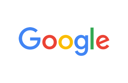Google logo on a black background.