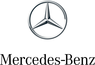 Mercedes-Benz logo with a three-pointed star inside a circle on a black background.