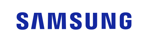 Samsung logo in blue and black