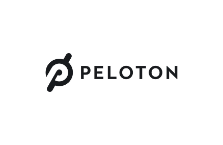 Peloton logo with a black background.