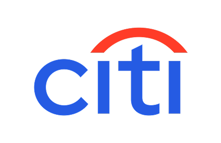 Citi logo with blue text and red curved line above the letter 'i'.