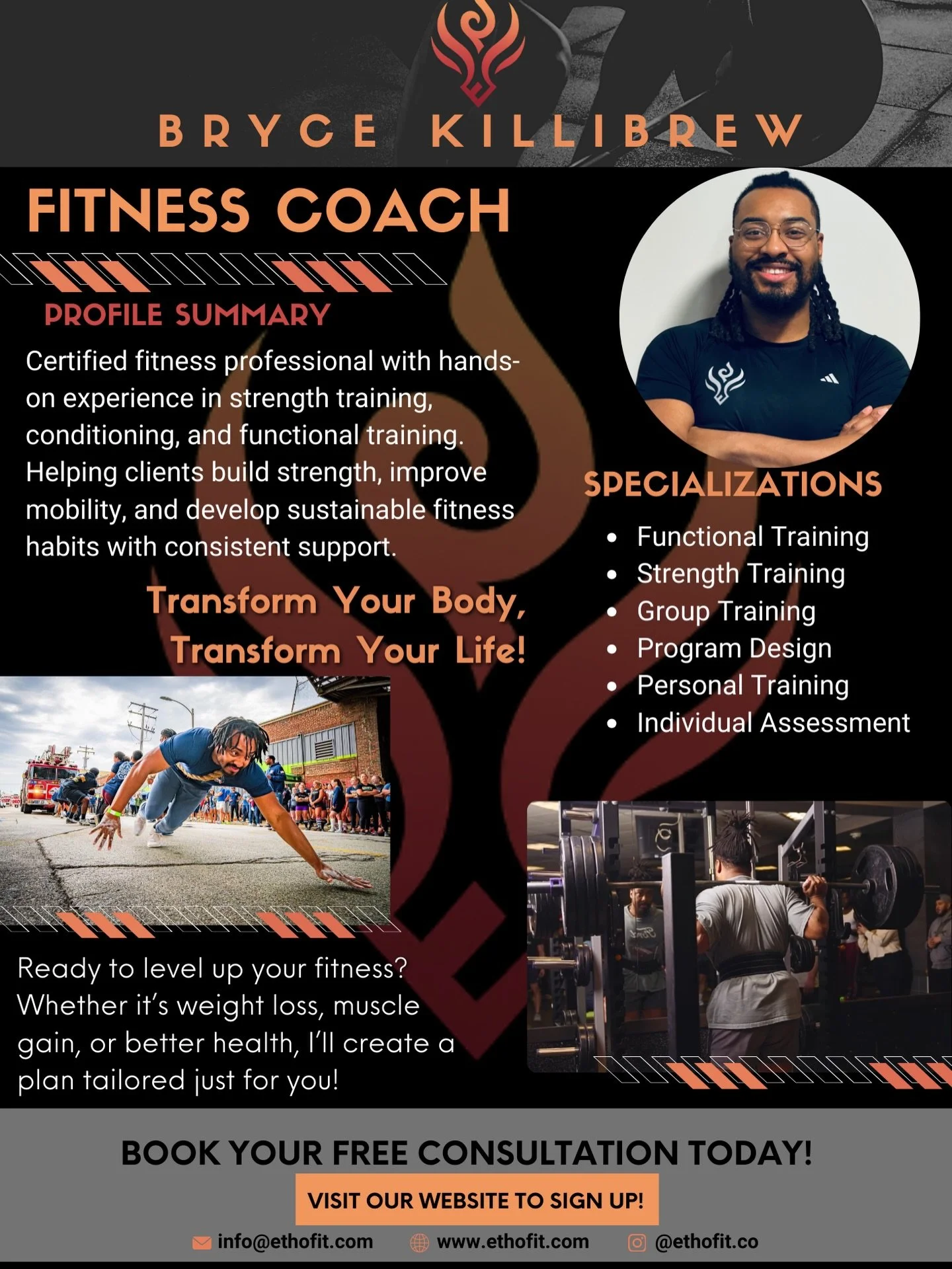 Meet Coach Bryce!🏋🏾&zwj;♂️

 Certified Fitness Professional with hands-on experience in strength training, conditioning, and functional training. Helping clients build strength, improve mobility, and develop sustainable fitness habits with consiste