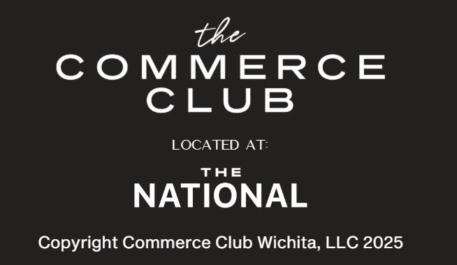 Logo for The Commerce Club Wichita, located at The National, with copyright info for 2025.