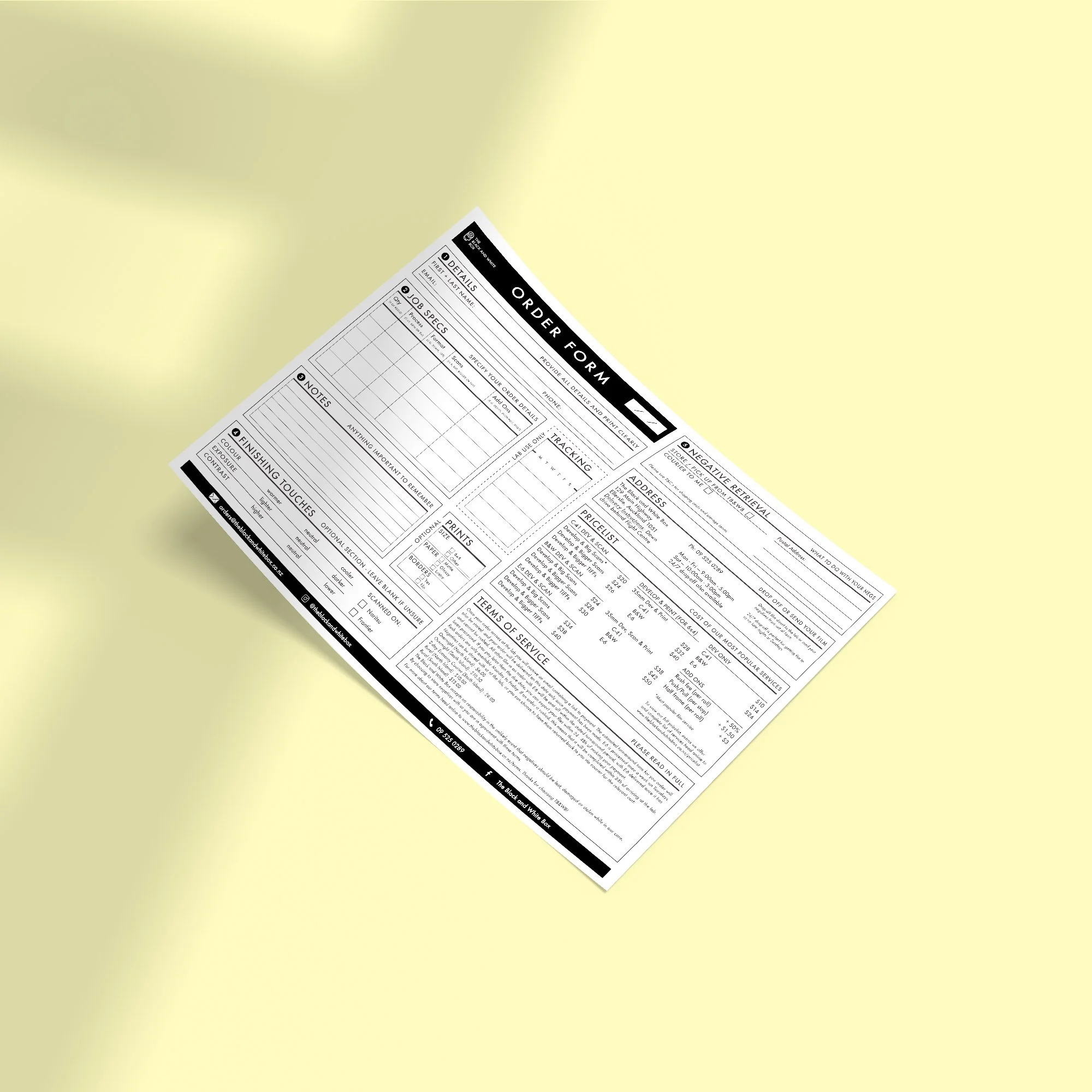 Order form, The Black and White Box