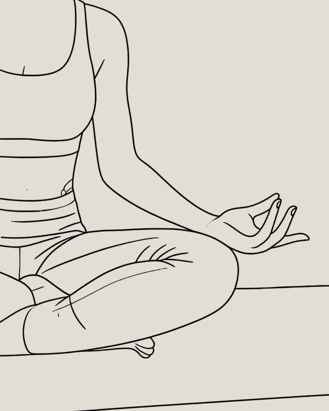 Line figure drawing of person practicing yoga