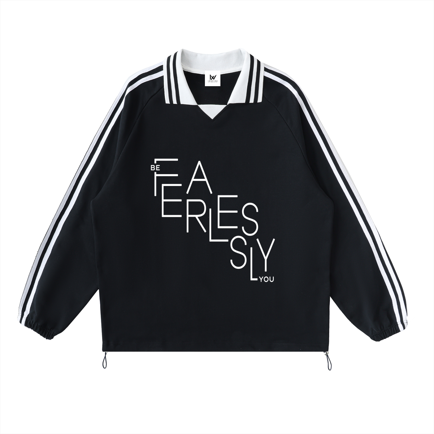Contrast Striped Lapel Collar Sweatshirt-Be Fearlessly You