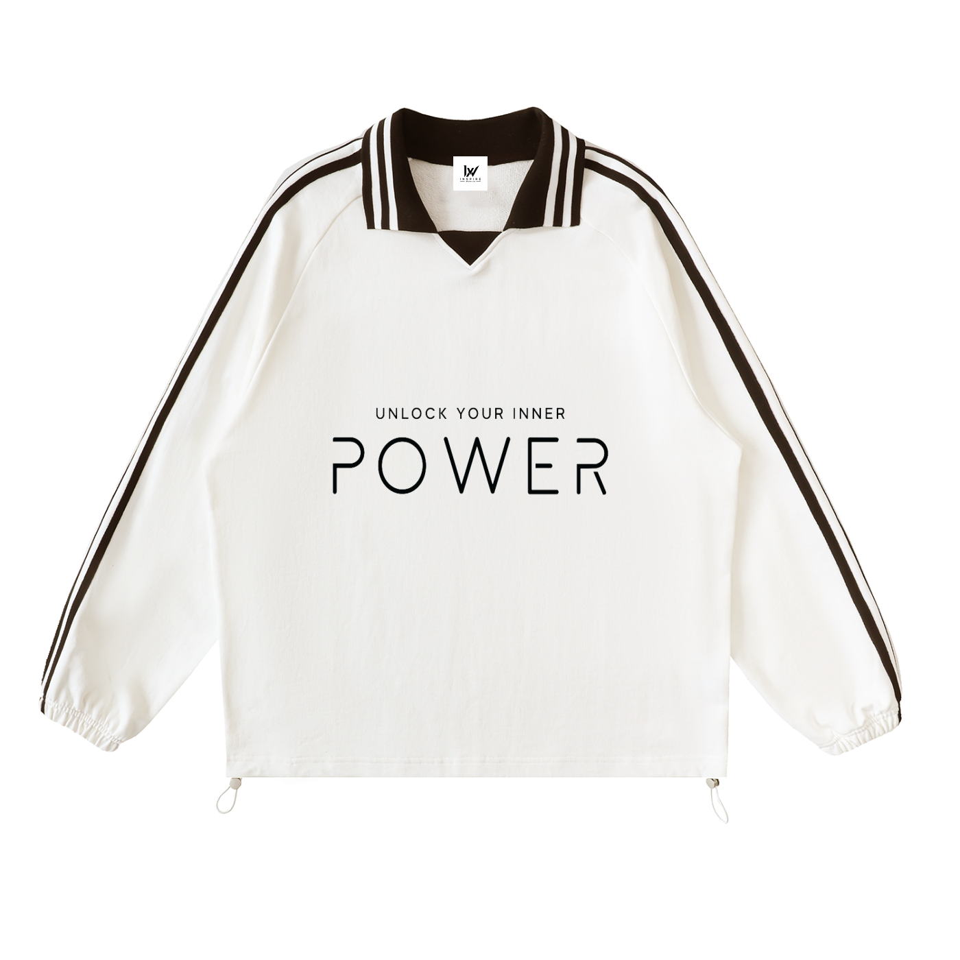 Contrast Striped Lapel Collar Sweatshirt-Unlock Your Power