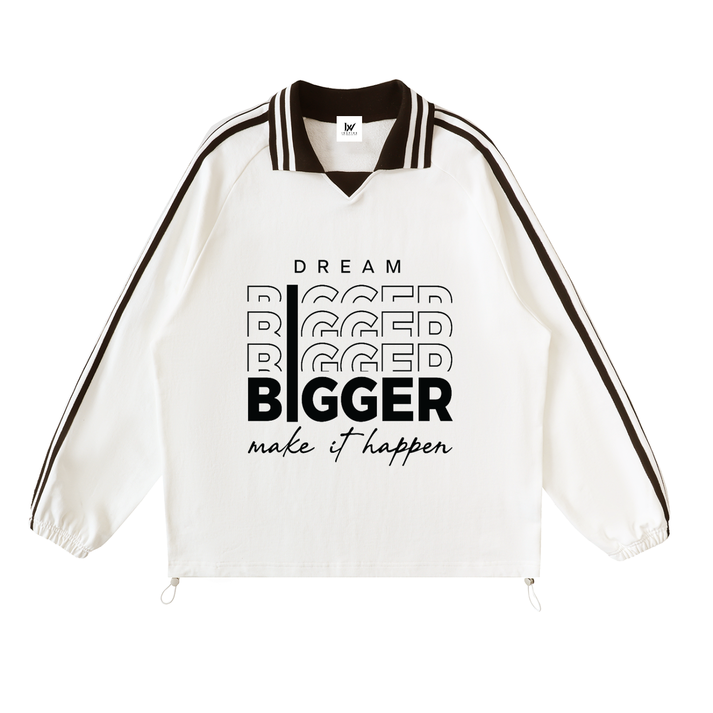 Contrast Striped Lapel Collar Sweatshirt-Dream Bigger