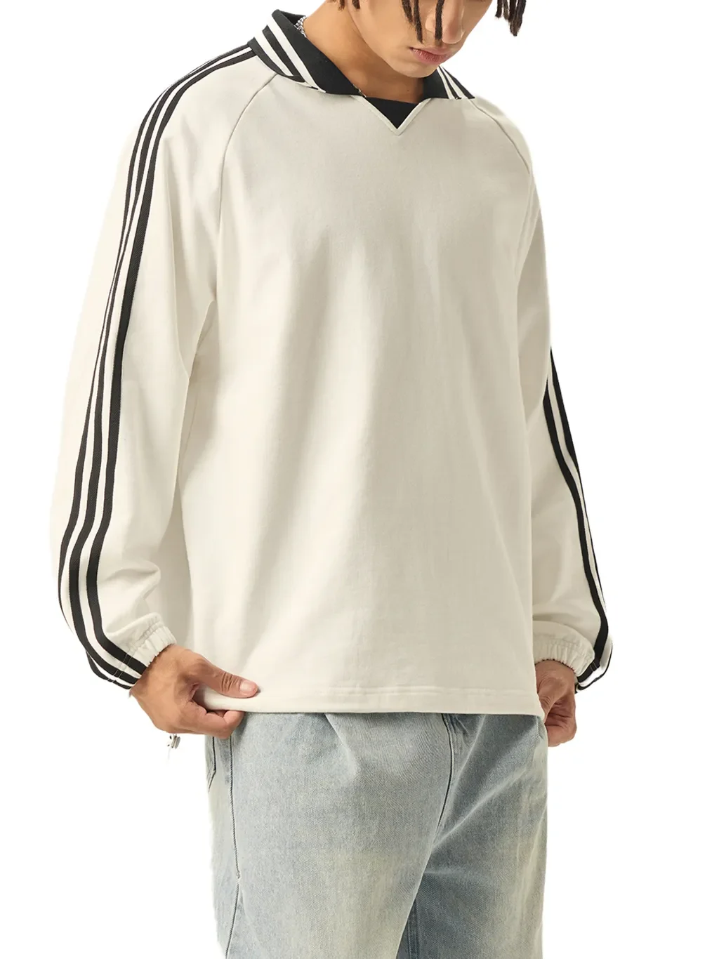 Contrast striped sweatshirt (white).webp