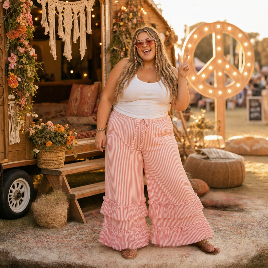 HIPPIE Plus Striped Pull-on Maxi Pants