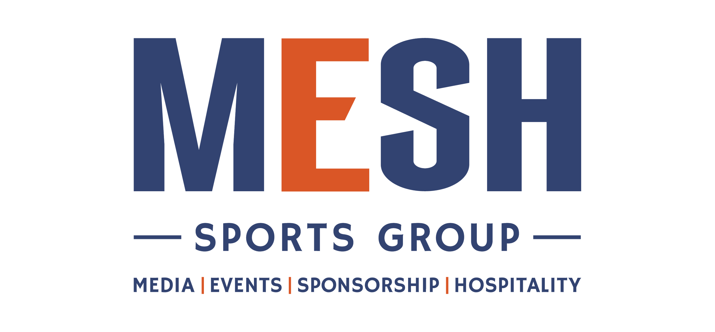 Mesh Sports Group logo with their four pillars 'MEDIA', 'EVENTS', 'SPONSORSHIP', and 'HOSPITALITY'