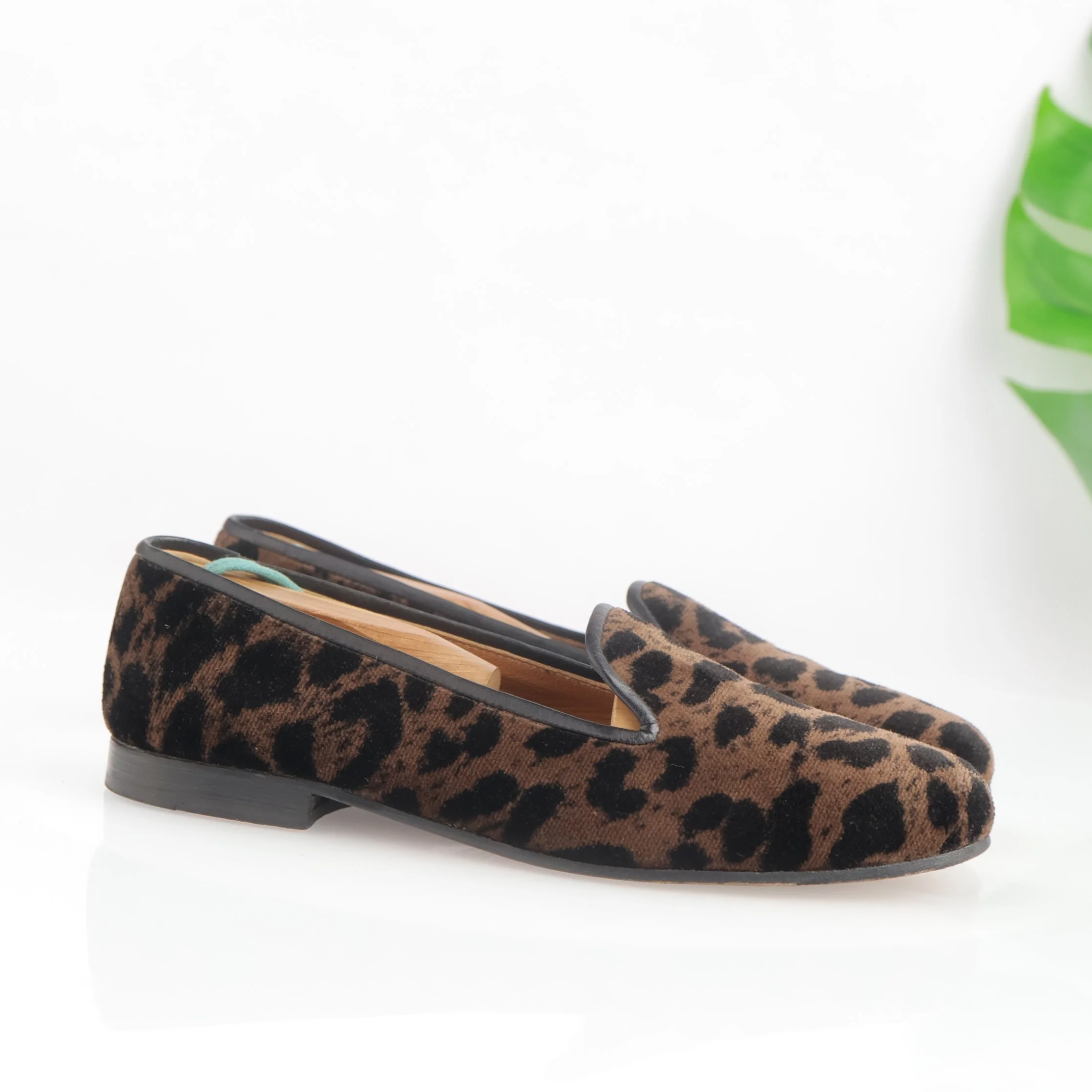 Leopard-print loafer with low stacked heel